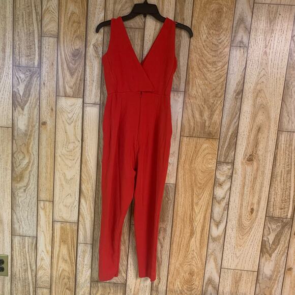 French Connection Marie V-Neck Jumpsuit in Red Size 4 Women's Valentines Day - Picture 6 of 12
